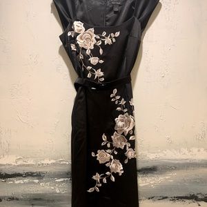 White House black Market Cap sleeve satin dress.